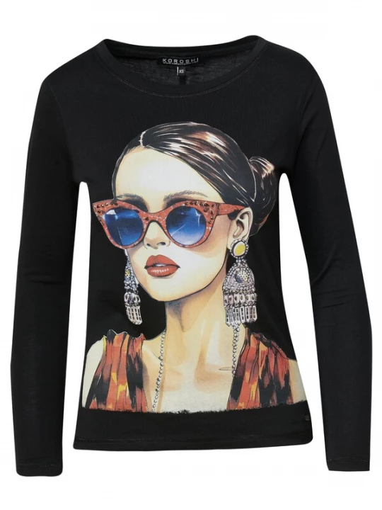 Foto van product KOROSHI Shirt gemengde kleuren / zwart