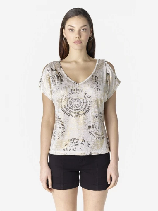 Foto van product KOROSHI Shirt goud / zilver / wit