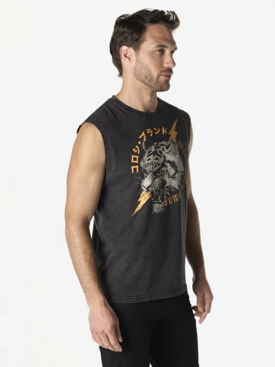 Foto van product KOROSHI Shirt goudgeel / greige / zwart