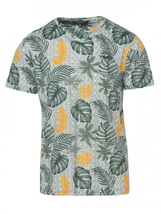 Foto van product KOROSHI Shirt goudgeel / kaki / mintgroen / wit