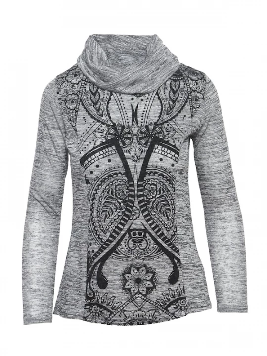 Foto van product KOROSHI Shirt grijs / antraciet / zwart / wit