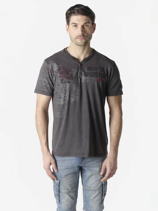 Foto van product KOROSHI Shirt grijs / donkergrijs / wijnrood / zwart