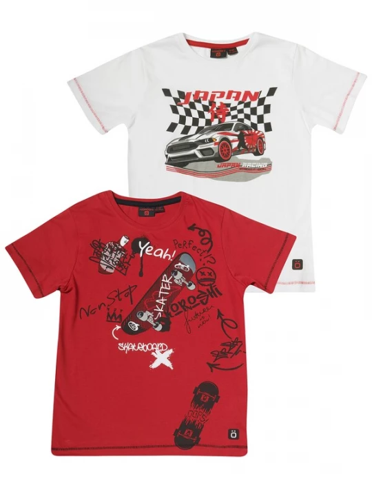Foto van product KOROSHI Shirt grijs / donkerrood / zwart / offwhite