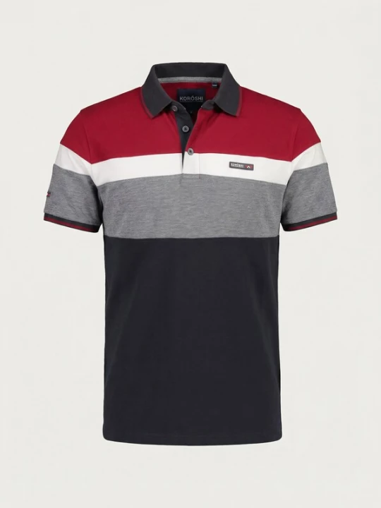 Foto van product KOROSHI Shirt grijs gemêleerd / bloedrood / zwart / wit