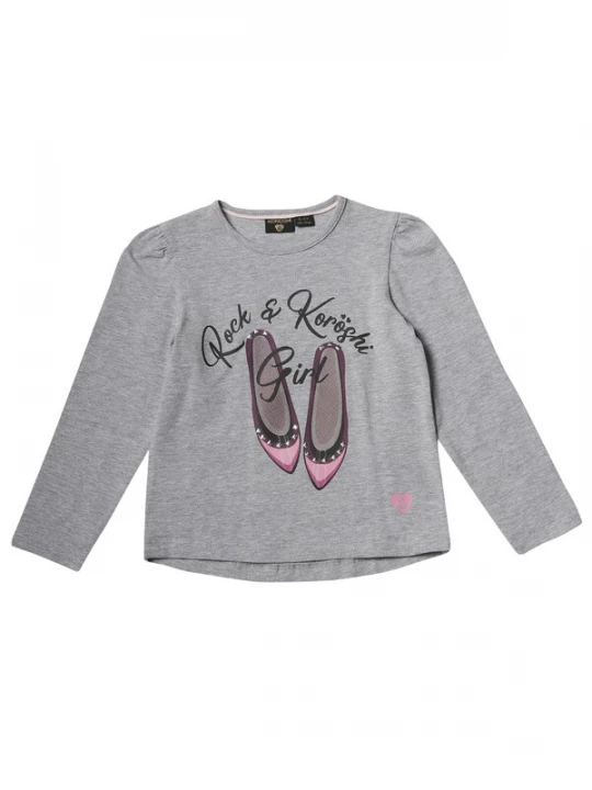 Foto van product KOROSHI Shirt grijs gemêleerd / braam / zwart