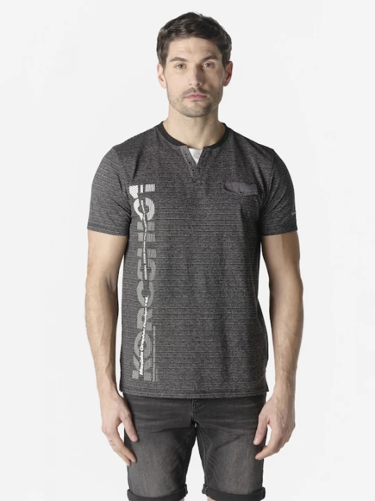 Foto van product KOROSHI Shirt grijs gemêleerd / pastelgroen / zwart / wit