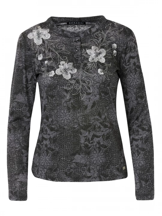 Foto van product KOROSHI Shirt grijs gemêleerd / zwart
