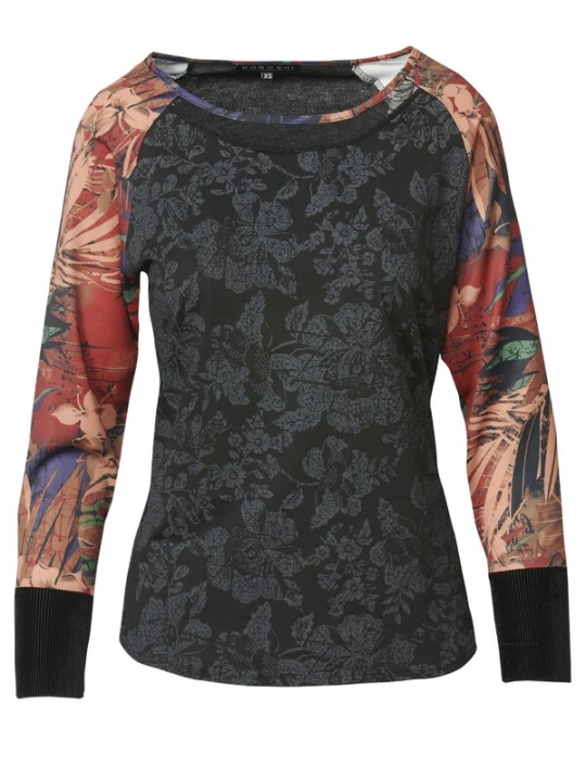 Foto van product KOROSHI Shirt grijs / groen / oranje / zwart