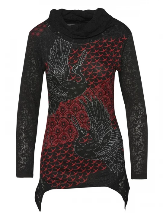 Foto van product KOROSHI Shirt grijs / rood / zwart