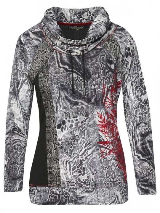Foto van product KOROSHI Shirt grijs / rood / zwart / wit
