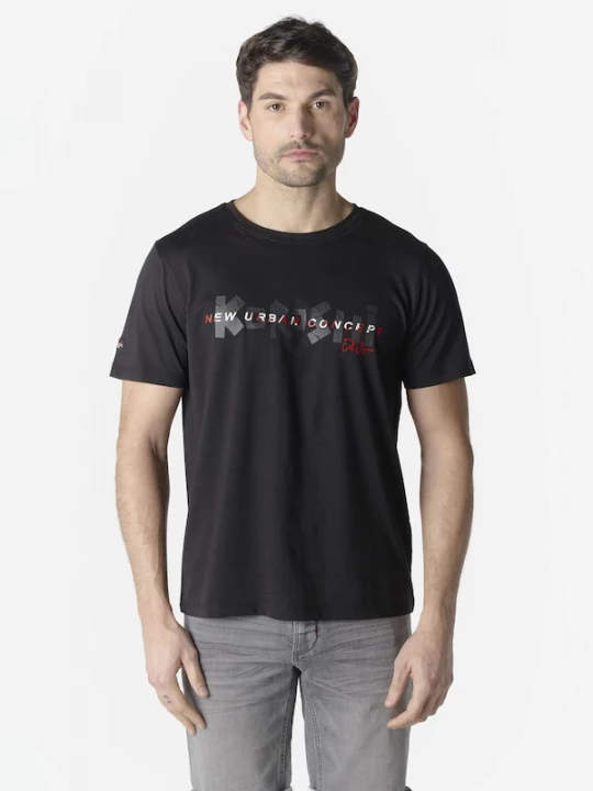 Foto van product KOROSHI Shirt grijs / vuurrood / zwart / wit