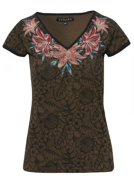 Foto van product KOROSHI Shirt groen / gemengde kleuren