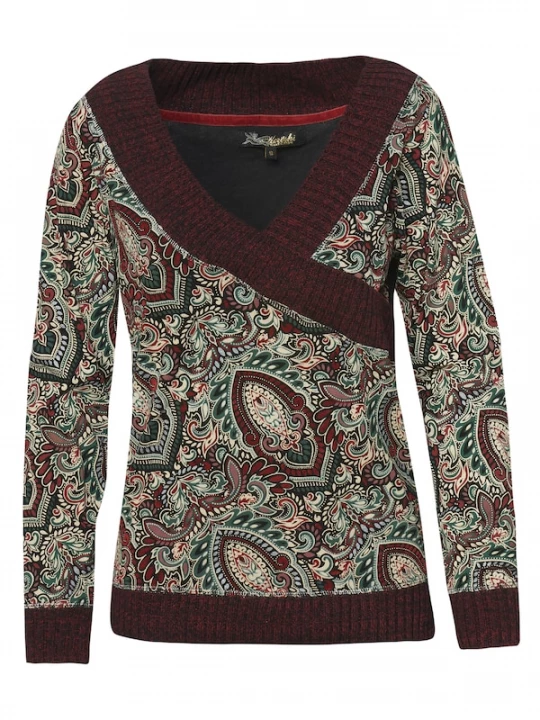 Foto van product KOROSHI Shirt groen / roestrood / zwart / wit
