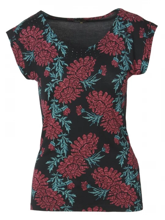 Foto van product KOROSHI Shirt jade groen / grenadine / merlot / zwart