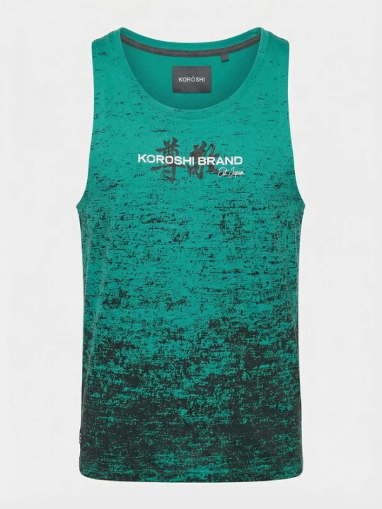 Foto van product KOROSHI Shirt jade groen / zwart / wit