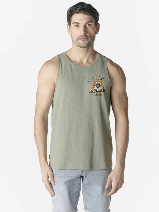 Foto van product KOROSHI Shirt kaki / oranje / zwart / wit