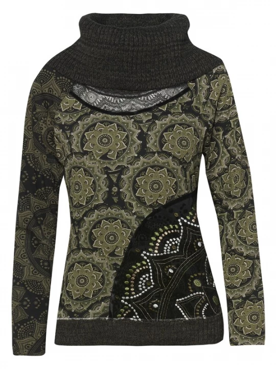Foto van product KOROSHI Shirt kaki / zwart / wit