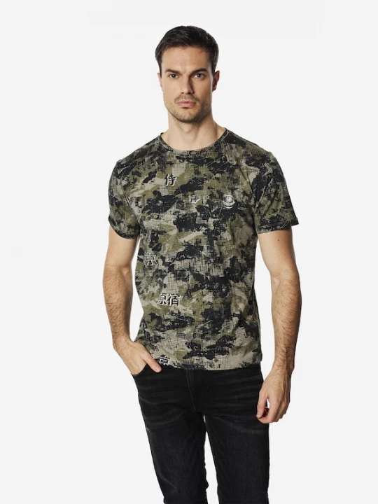 Foto van product KOROSHI Shirt kaki / zwart / wit