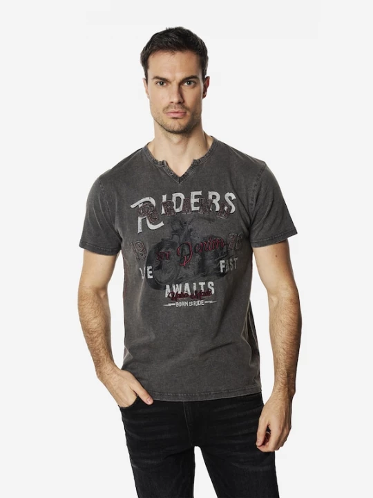 Foto van product KOROSHI Shirt lichtgrijs / donkergrijs / rood