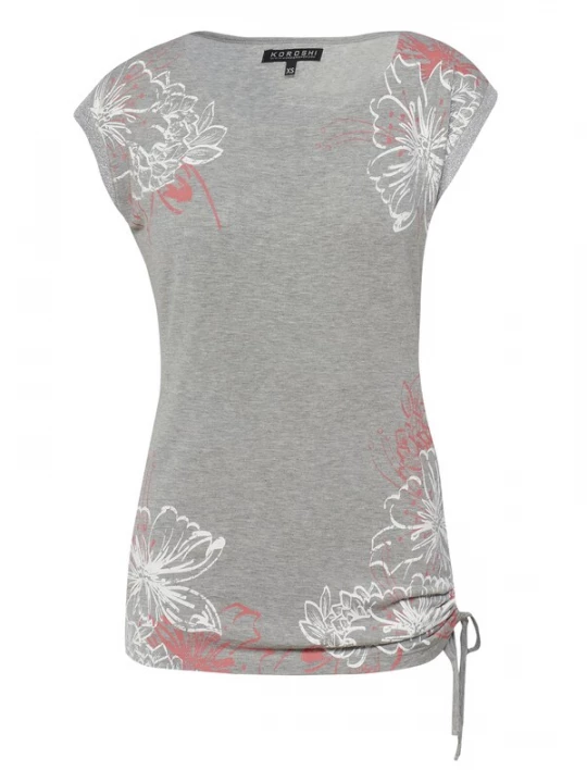 Foto van product KOROSHI Shirt lichtgrijs / koraal / wit