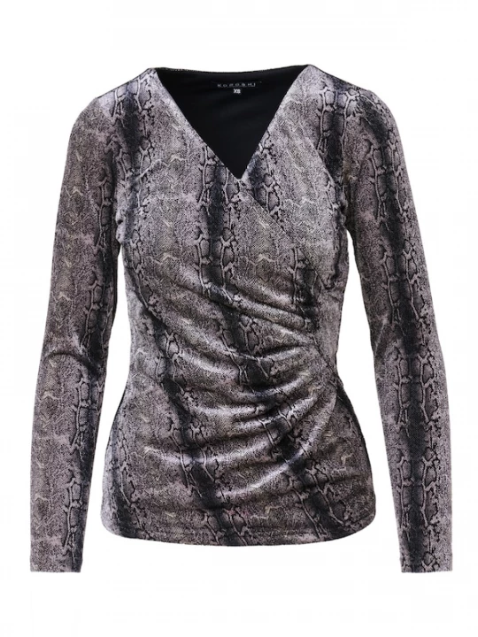 Foto van product KOROSHI Shirt lichtgrijs / zwart / wit
