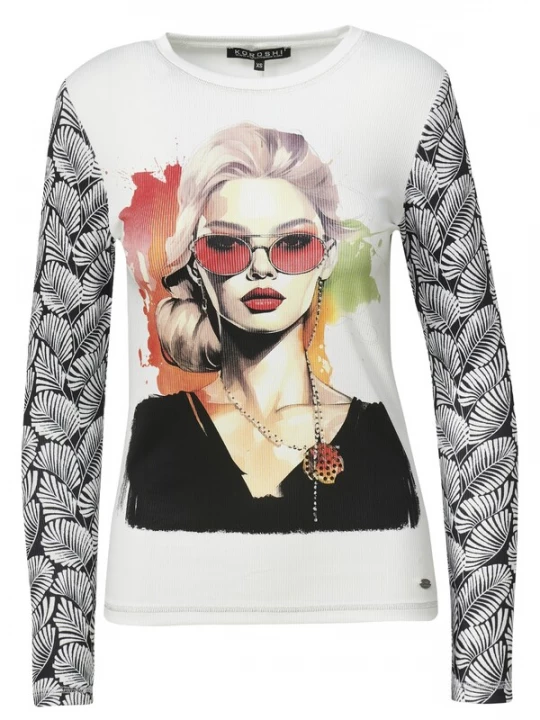 Foto van product KOROSHI Shirt lichtgroen / rood / zwart / wit