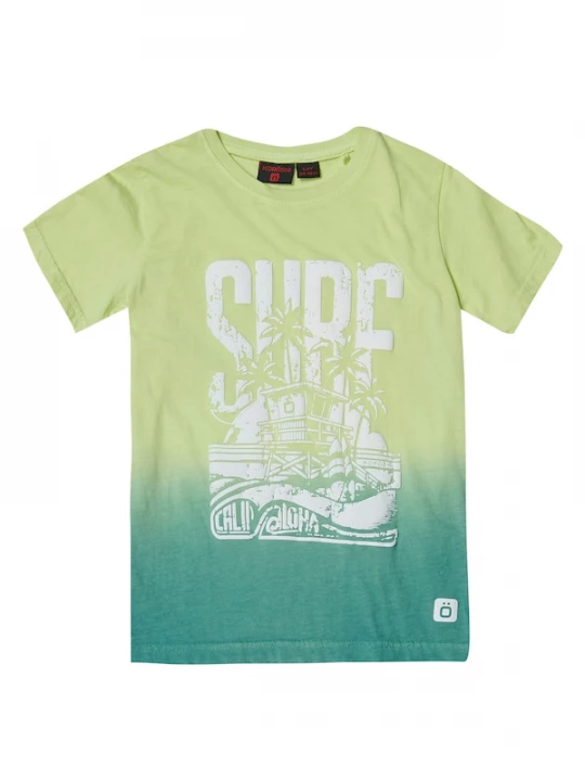 Foto van product KOROSHI Shirt limoen / petrol / wit