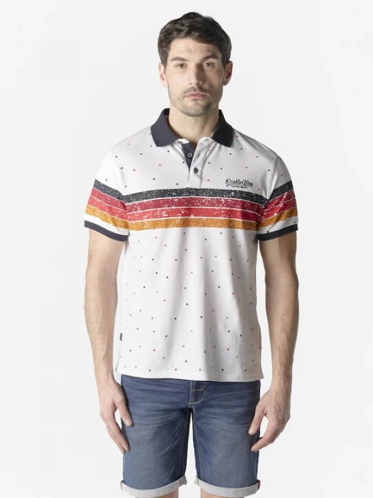 Foto van product KOROSHI Shirt mandarijn / kersrood / zwart / offwhite