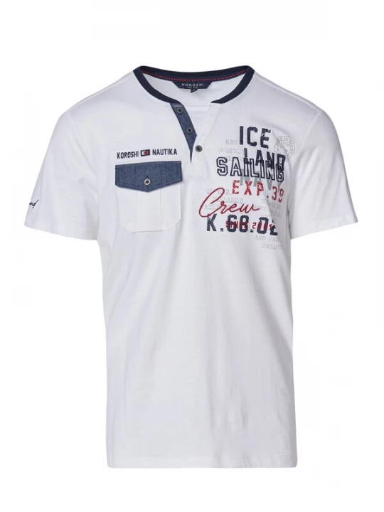 Foto van product KOROSHI Shirt marine / blauw gemêleerd / donkerrood / wit