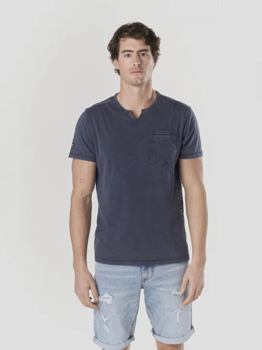 Foto van product KOROSHI Shirt marine / grijs