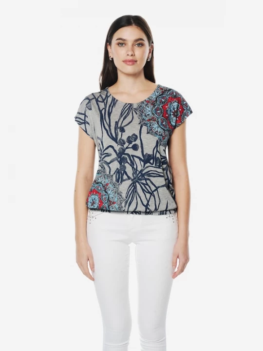 Foto van product KOROSHI Shirt marine / hemelsblauw / grijs / rood