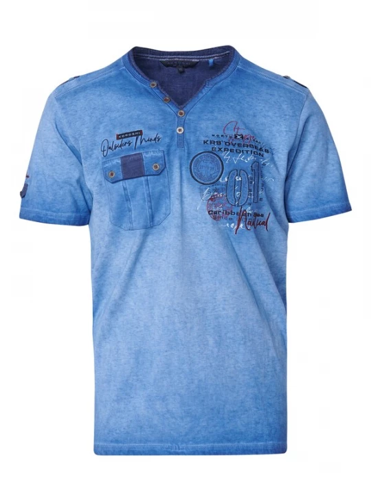 Foto van product KOROSHI Shirt marine / lichtblauw / donkerrood / wit