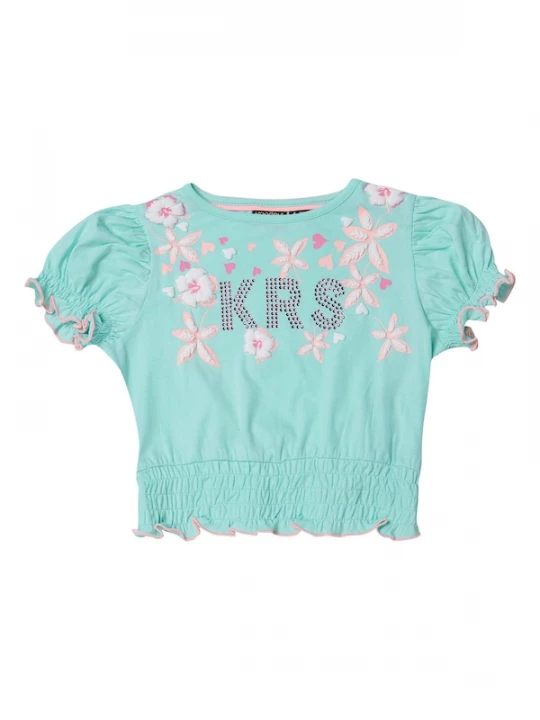 Foto van product KOROSHI Shirt mintgroen / abrikoos / pink