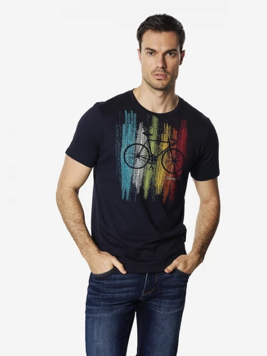 Foto van product KOROSHI Shirt navy / azuur / geel / bloedrood