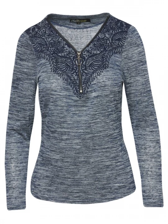 Foto van product KOROSHI Shirt navy / blauw gemêleerd