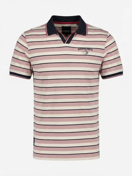 Foto van product KOROSHI Shirt navy / bloedrood / offwhite