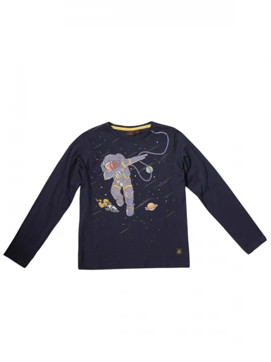 Foto van product KOROSHI Shirt navy / citroengeel / mauve