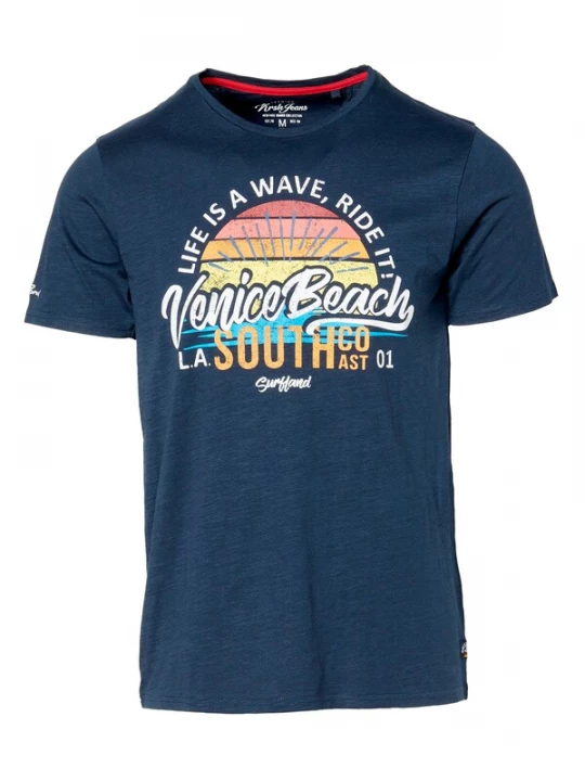 Foto van product KOROSHI Shirt navy / geel / oranje / wit