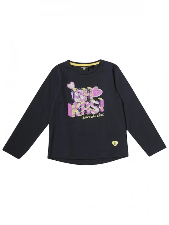 Foto van product KOROSHI Shirt navy / geel / orchidee / wit