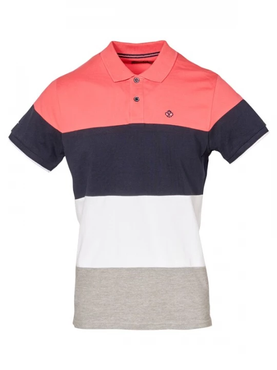 Foto van product KOROSHI Shirt navy / grijs gemêleerd / koraal / wit