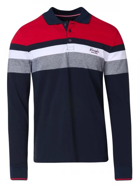 Foto van product KOROSHI Shirt navy / grijs / rood / wit