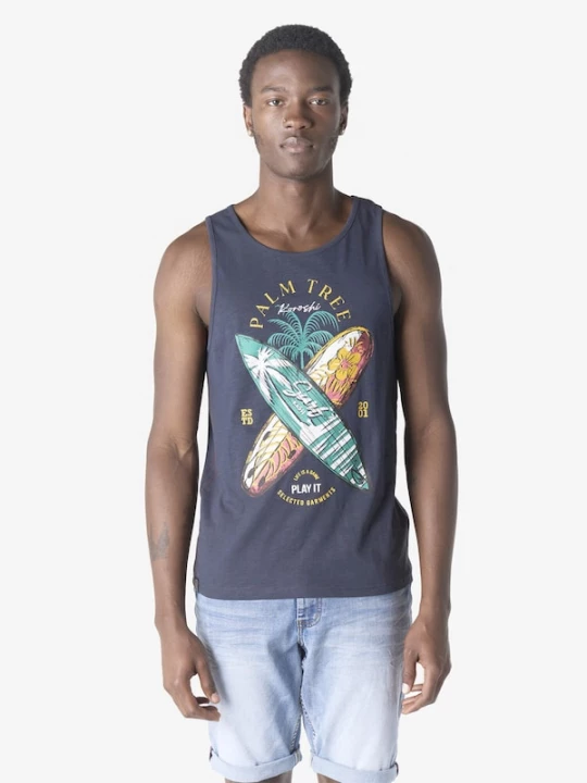 Foto van product KOROSHI Shirt navy / groen / oranje / wit