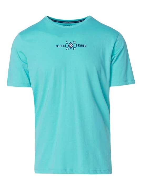 Foto van product KOROSHI Shirt navy / jade groen / wit