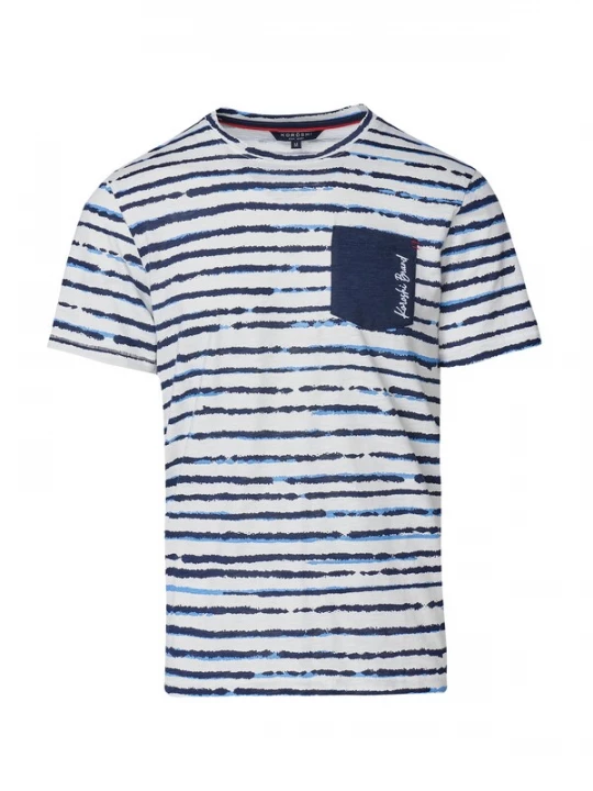 Foto van product KOROSHI Shirt navy / lichtblauw / wit