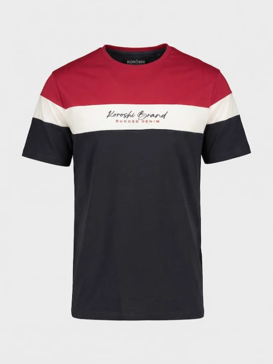Foto van product KOROSHI Shirt navy / rood / wit