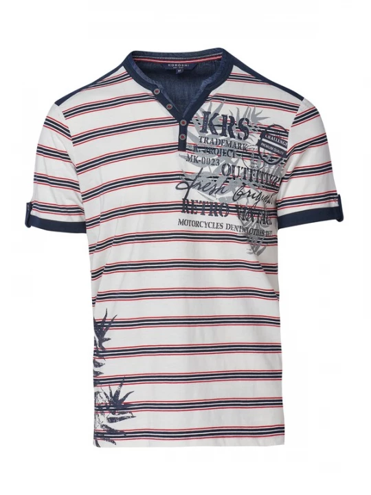 Foto van product KOROSHI Shirt navy / rookgrijs / vuurrood / wit