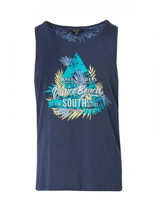 Foto van product KOROSHI Shirt navy / turquoise / lichtgeel