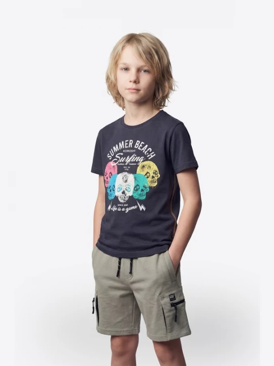 Foto van product KOROSHI Shirt navy / turquoise / pink / wit
