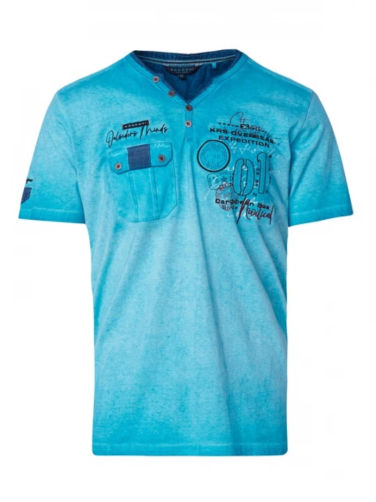 Foto van product KOROSHI Shirt navy / turquoise / wijnrood / wit