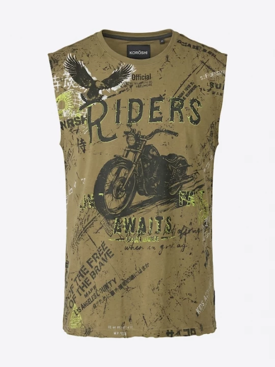 Foto van product KOROSHI Shirt olijfgroen / spar / neongroen / wit